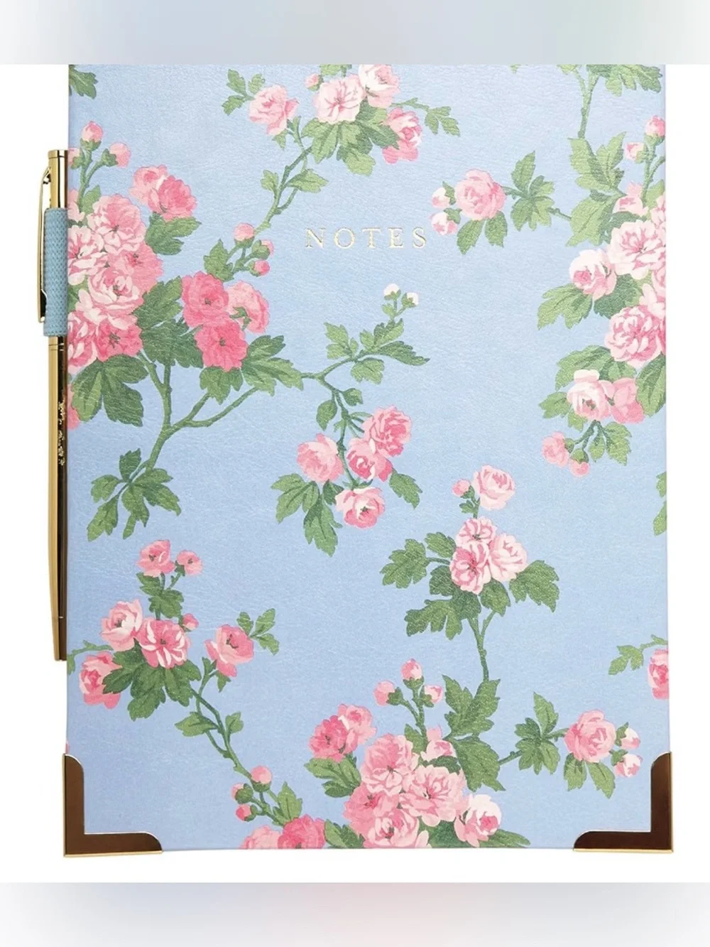 New Laura Ashley Floral Spiral Steno Pad  Gold Accents Gold Pen Vietnam